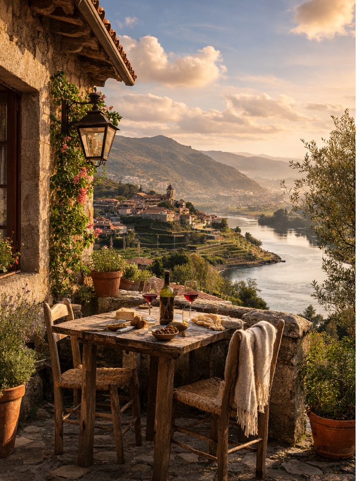 River valley view in Caminha Northern Portugal