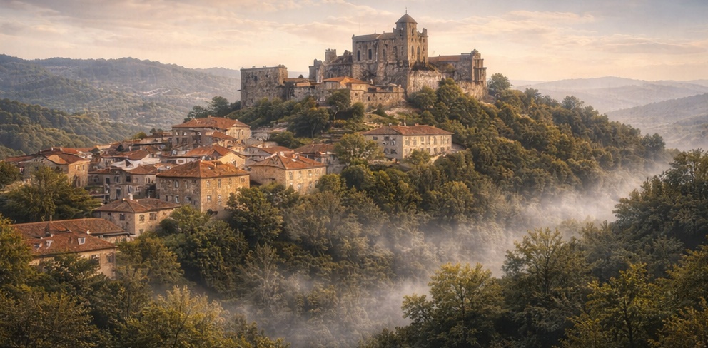 Historic hilltop village and castle in Northern Portugal